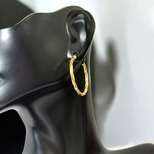 10K Yellow Gold Braided Fashion Hoop Earrings / 1.8gr