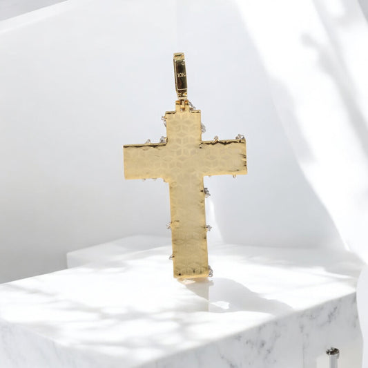 10K 2 Tone Diamond Crusifix Pendant / 20.39gr / 2.5in / 3.8Wt Dia