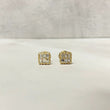 14K Yellow Gold Diamond Square Luxury Stud Earrings 0.65Ct Dia Vs/Si / 1.52gr / 6mm