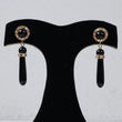 14K Yellow Gold Onix Flower Stud Earrings / 7.4gr
