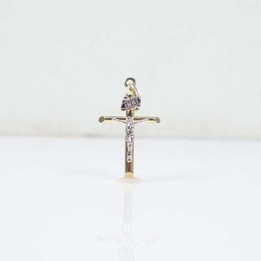 14K 2 Tone Crusifix Pendant / 1.6gr / 1in /