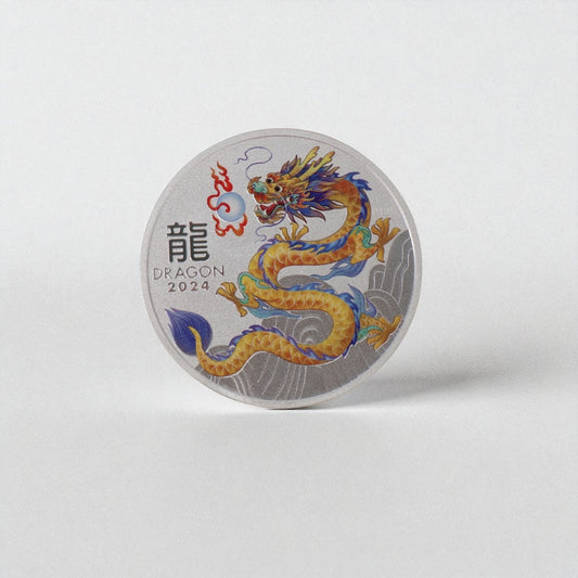 Silver Australian Lunar Series III - 2024 Year Of The Dragon Yellow  Coin  / 1oz /  /
