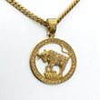 Big Taurus Sign Pendant 10K Yellow Gold With Diamond / 2.13Ct Dia / 7.5gr