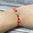 18K Yellow Gold Tejida Horseshoe-Smooth Balls Bracelet Adjustable / 1.49gr