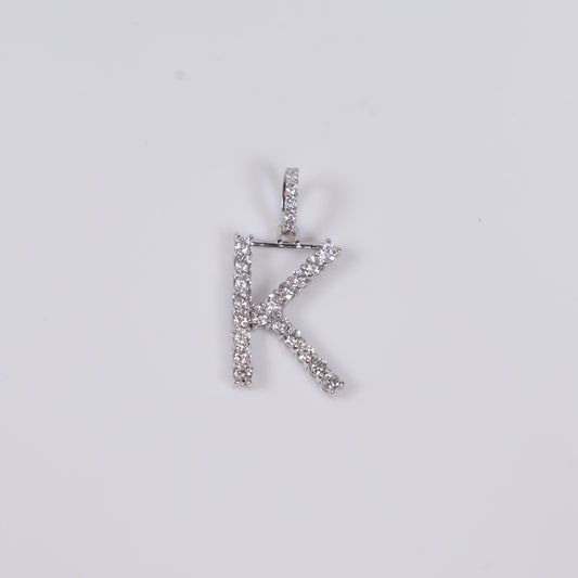 14K WG Lab Diamond Letter K Pendant / 1.13gr / 1in / 0.57 CTTW Lab VS / E-F