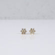 14K Yellow Gold Flower Diamond Stud Earrings 0.21Ct / 1.8gr