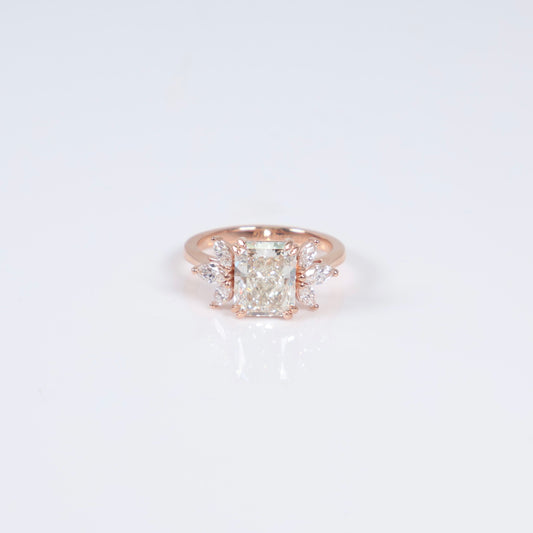 14K RG Lab Diamond Cut Cornered Rectangular Modified Brilliant With Certificate Engagement Ring / 3.8gr / Sz 7 / 2.80Ct Lab / F / VS