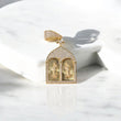 Virgen Maria Pendant 10K Yellow Gold With Zirconia / 10.6gr
