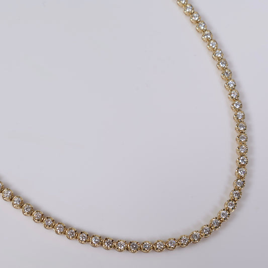 14K YG Lab Diamond Tennis Chain / 15.81gr / 3mm / 18in / 3.99 CTTW Lab VS / E-F