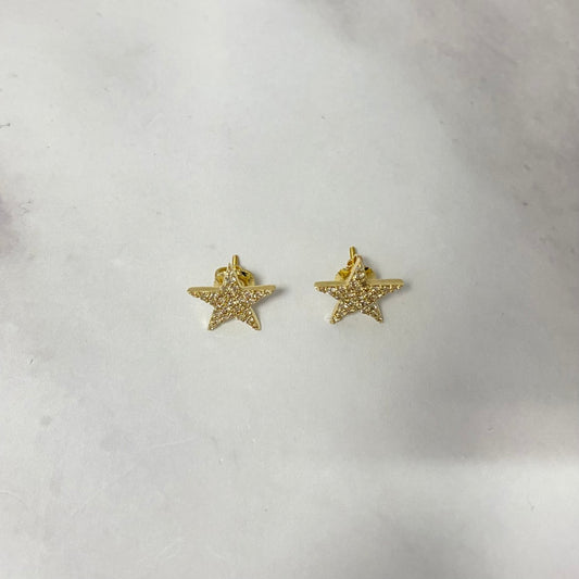 14K Yellow Gold Diamond Star Stud Earrings 0.50Ct Dia / 1.9gr / 13mm