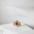 14K Yellow - White Gold Tiara 15 Ring With Fucshia/White Zircons / 3.2gr / Size 8.5