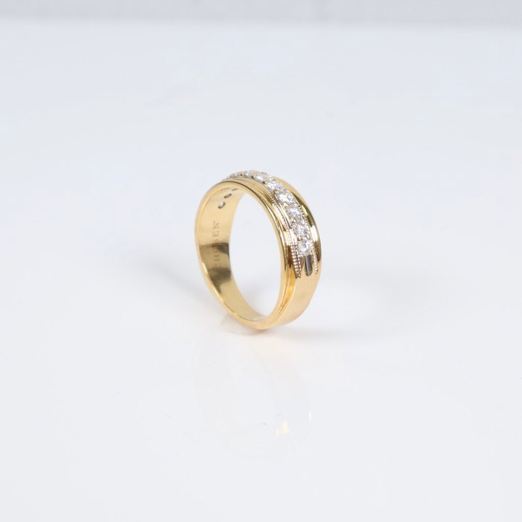 14K YG Diamond Band Engagement Ring / 5.9gr / Sz 7 3/4 / 0.60Ct Dia