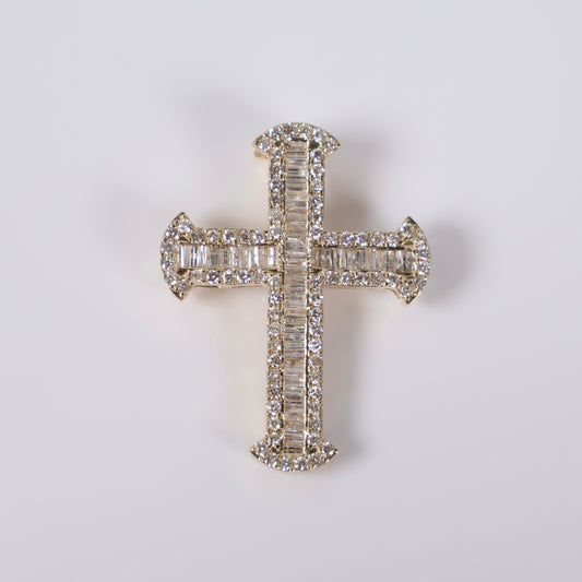 10K YG Diamond Cross Pendant / 6.1gr / 1.5in / 1.73Ct Dia