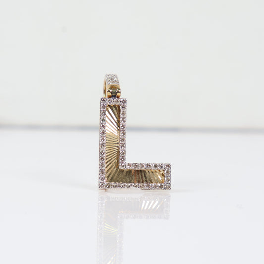 10K YG Diamond Letter L Pendant / 2.25gr / 0.8in / D-0.50Ct