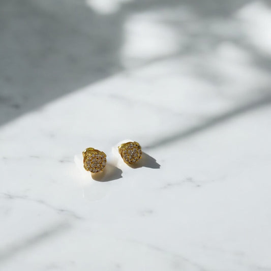 10K Yellow Gold Diamond Round Flower Stud Earrings 0.50Ct Dia / 2.08gr