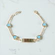 14K YG Baby Roll-on Name Plate With Blue Heart Bracelet / 2.63gr / 2mm / 6in /