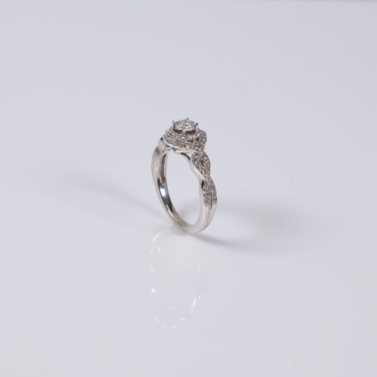 14K WG Diamond Luxury Round Engagement Ring / 4.1gr / Sz 5.5 / Ct Dia