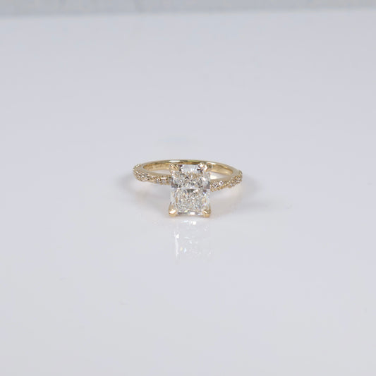 14K YG Lab Diamond Cut Cornered Rectangular Modified Engagement Ring With Certificate / 3.6gr / Sz 6.5 / 2.51Ct Lab Dia / E / VVS2