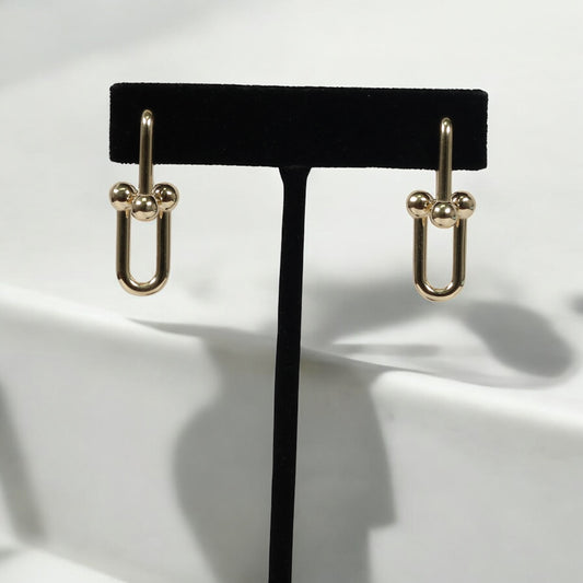 14K YG Fany Stud Earrings / 6.6gr / 1.1in /