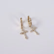 10K YG Diamond  Cross Hoop Earrings / 3.3gr /  / 0.63Ct Dia