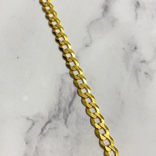 14K YG American Cuban Link Chain / 18.87gr / 5.7mm / 22in /