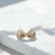 14K YG Luxury Heart Stud Earrings / 2.51gr / 13mm /