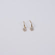 14K Yellow Gold White Flower Stud Earrings With Zircons / 0.48gr