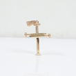14K YG Nail Cross Pendant / 3.5gr / 1gr / White Zircons