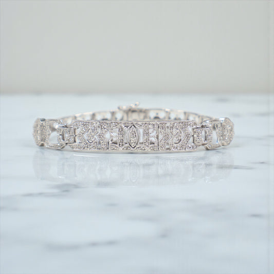 14K WG Diamond Luxury Bracelet / 9.1gr / 4mm / 7in / D-0.17Ct