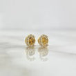 18K Yellow Gold Letter C Stud Earrings With Zircons / 0.65gr / 6mm