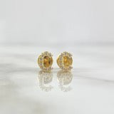18K Yellow Gold Letter C Stud Earrings With Zircons / 0.65gr / 6mm