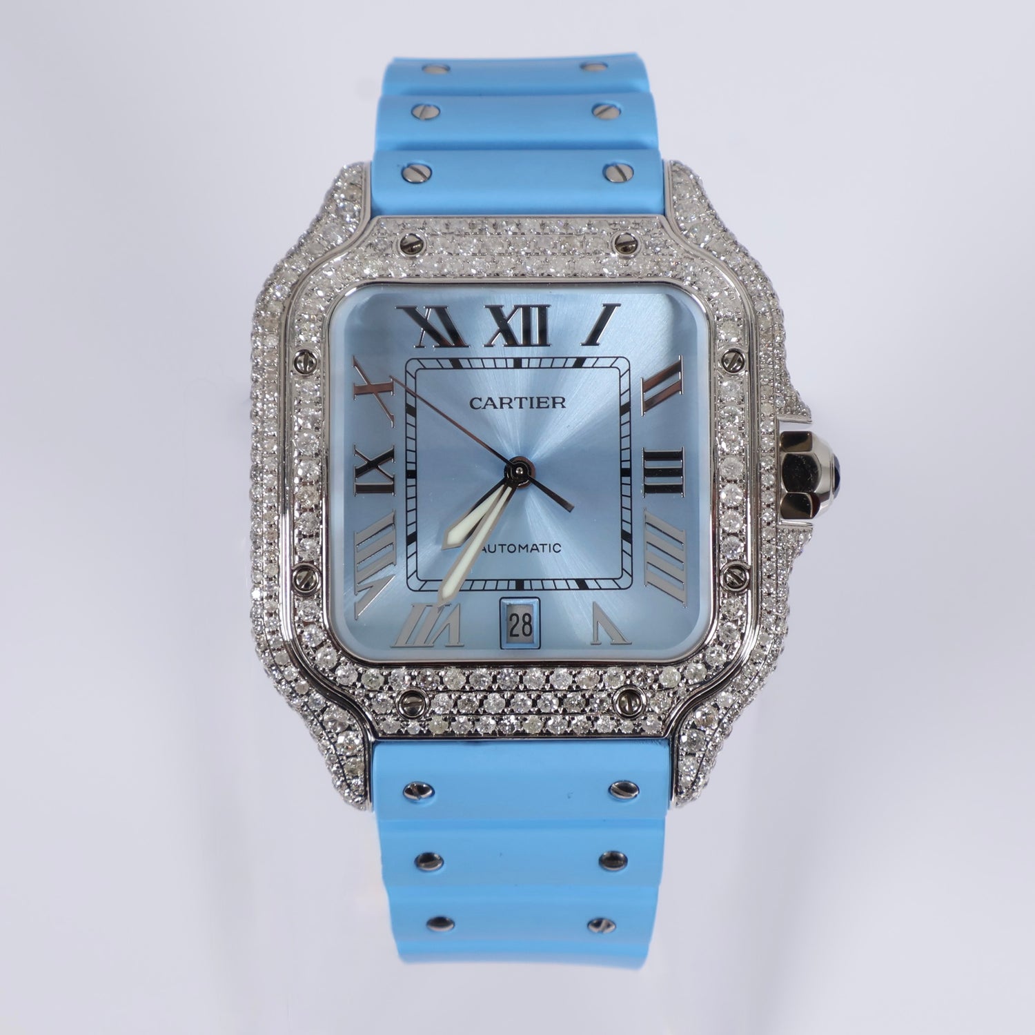 Cartier Santos Ice Blue - Bustdown Watch / XL /