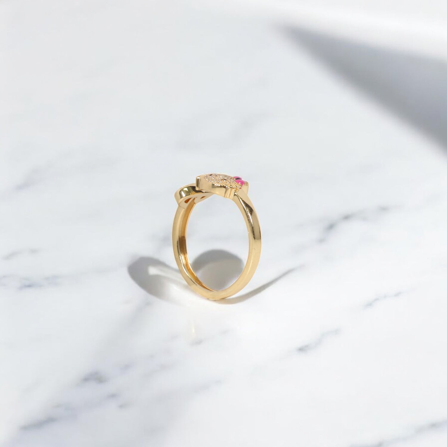 10K YG Diamond HK - Letter I Rings / 2.57gr / Sz 6 3/4 / 0.12Wt Dia