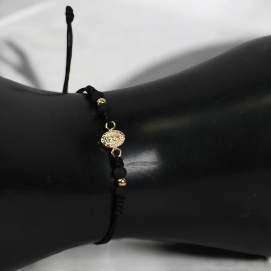 18K YG Virgin Of Guadalupe - Smooth Balls Bracelet Tejido / 0.4gr / Adjustable /