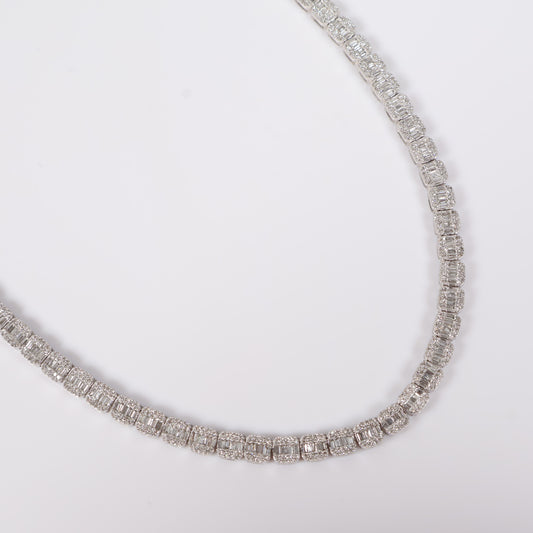 10K WG Diamond Baguette Square Luxury Chain / 22.3gr / 4.7mm / 17in / D-5Ct