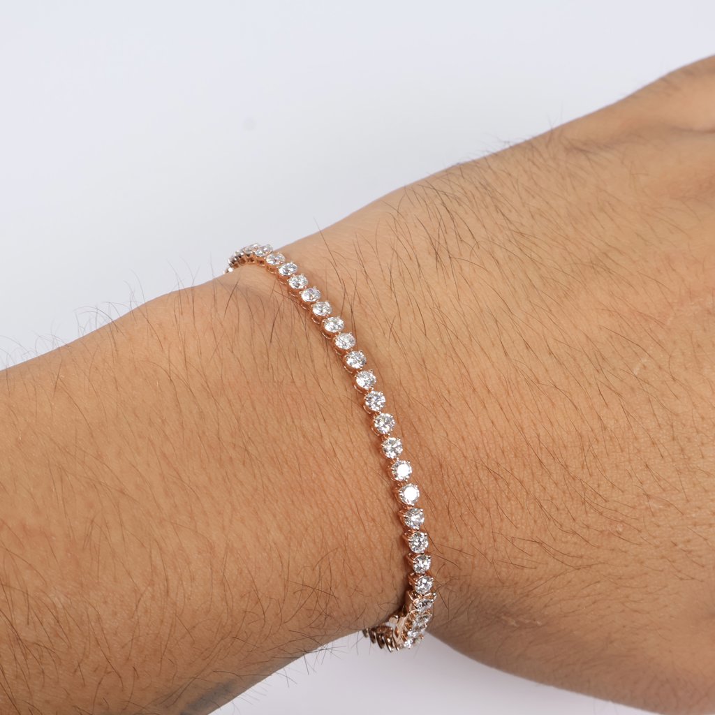 14K RG Lab Diamond Tennis Bracelet / 5.5gr / 3.2mm / 7in / 4.82Ct Lab / VS / F