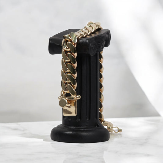 10K YG Cuban Links Bracelet / 118.1gr / 14.2mm / 8in /