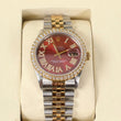 Rolex Datejust Red Face Dia Roman Numbers - Diamond Bezel Watch /  / 36mm /
