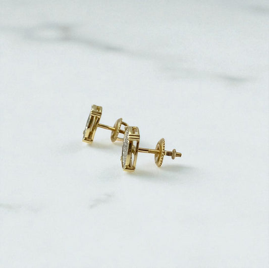 10K Yellow Gold Diamond Circle Fashion Stud Earrings 0.23Ct Dia / 1.56gr / 9mm