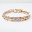 14K 3 Tone Diamond Cut Balls Luxury Bangle Bracelet / 14.2gr / Sz 7 1/4 /