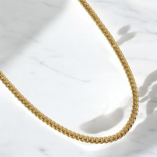 10K YG Micro Cuban Links Chain / 42.4gr / 5mm / 24in /
