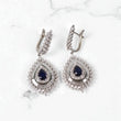 18K WG Diamond Pear Drop Dangle - Blue Sapphire Stud Earrings / 14.64gr / 1.5in / 2.86Wt Dia Vs1