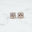 14K RG Lab Diamond Luxury Square With Certificate Stud Earrings / 3.78gr / 11mm / Lab As 3/09 / 3Ct - D 0.47Ct