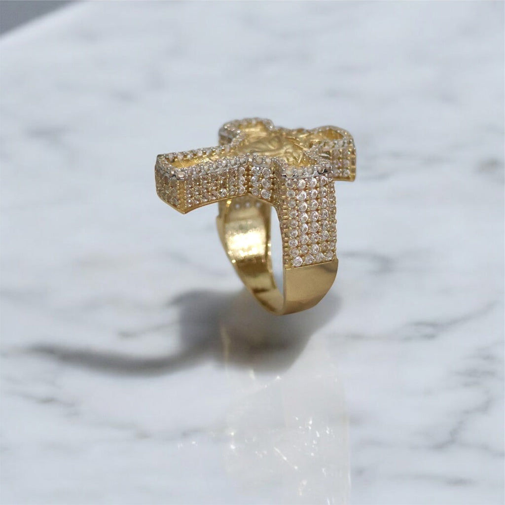14K YG Jesus Face Ring / 10gr / Sz 10