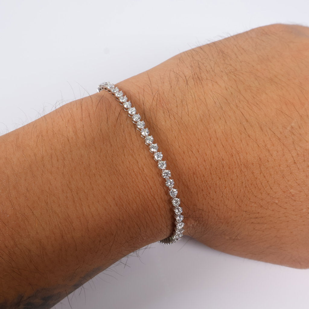 14K WG Lab Diamond Tennis Bracelet / 5.52gr / 3mm / 7in / 3.77Ct Lab / VS / F