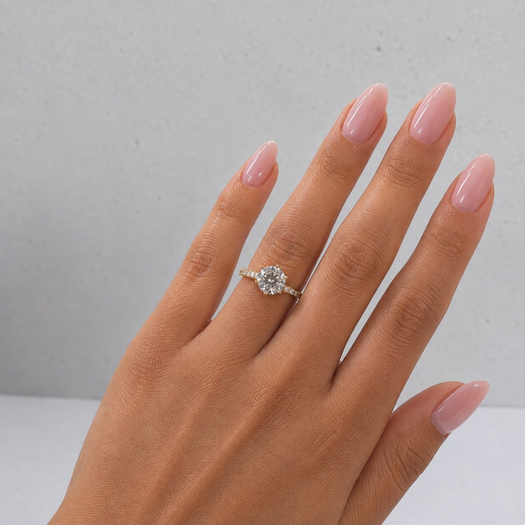 14K YG Lab Diamond Round Brilliant Engagement Ring / 3.23gr / Sz 7 / 2Ct Lab Dia / E / VS1