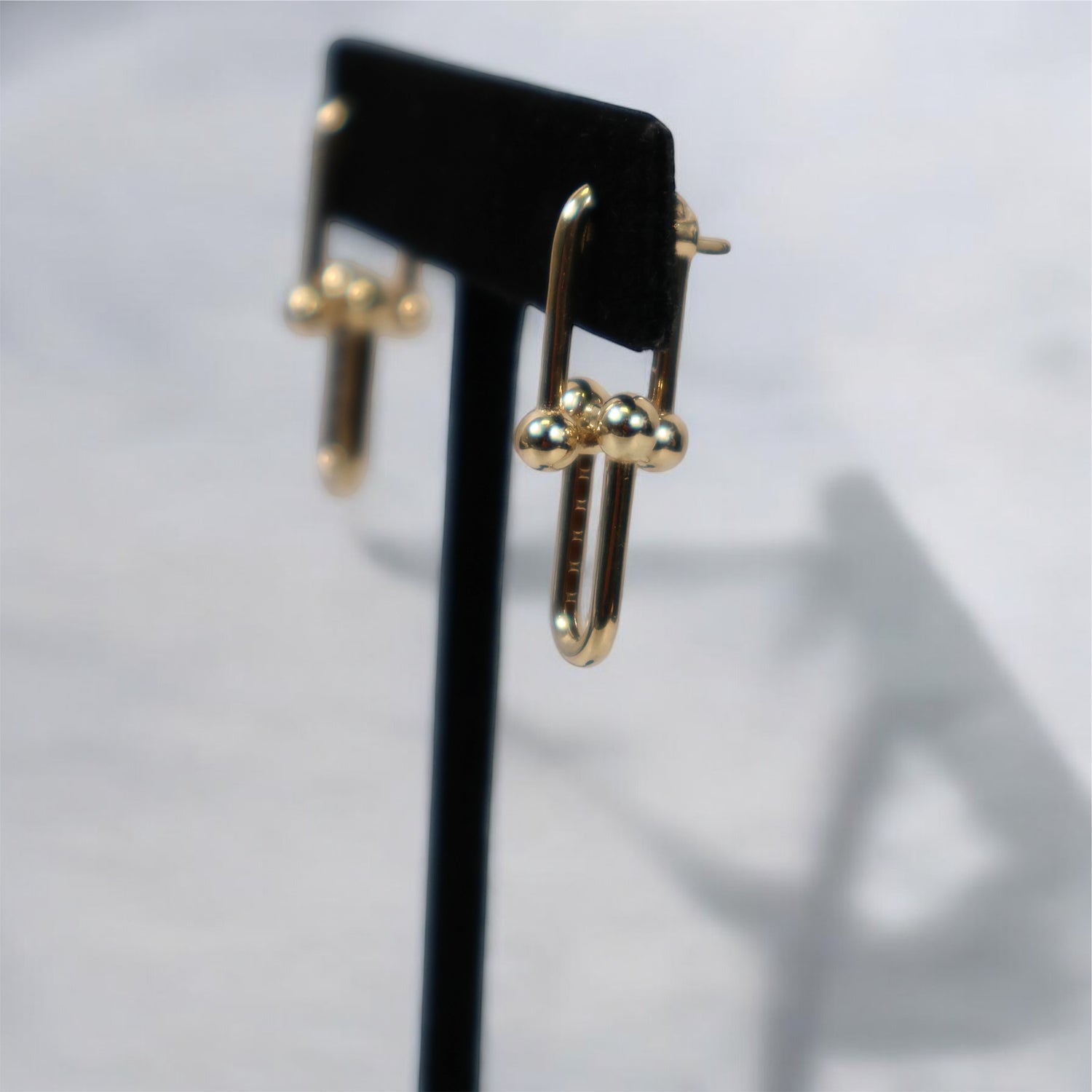 14K YG Fany Stud Earrings / 4.44gr / 1.1in