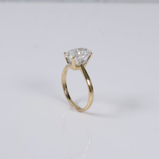 14K YG Lab Diamond Oval Cut Brilliant With Certificate Engagement Ring / 3.35gr / Sz 7 / 3 CTTW Lab VS / E-F