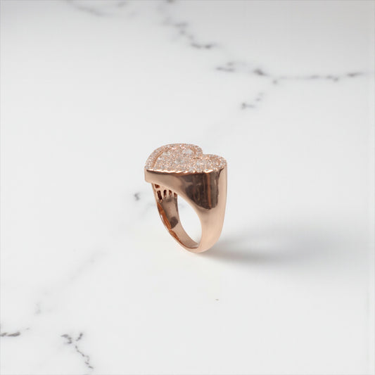 10K RG Reverse Diamond Heart Rings / 5.8gr / Sz 7 / D-1.30Ct