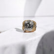 14K 2 Tone Jesus Face Rings / 8.15gr / Sz 10 / White Zircons